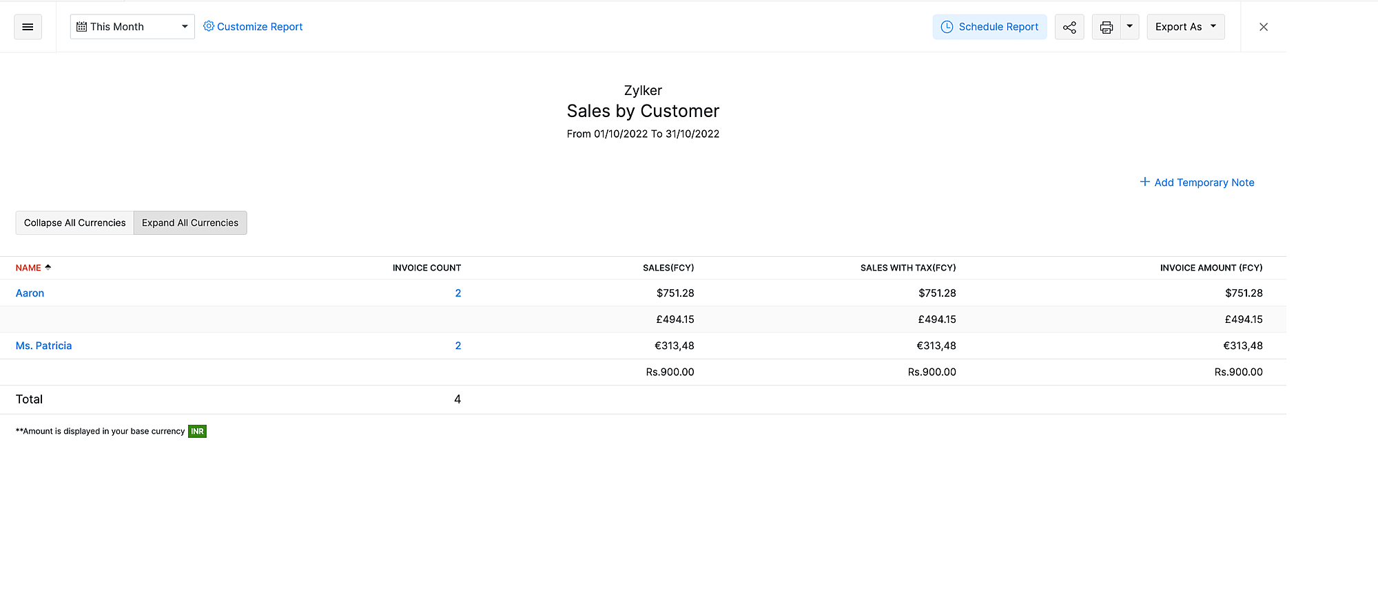 View reports in multiple currencies