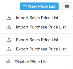 image of accessing a price list import option