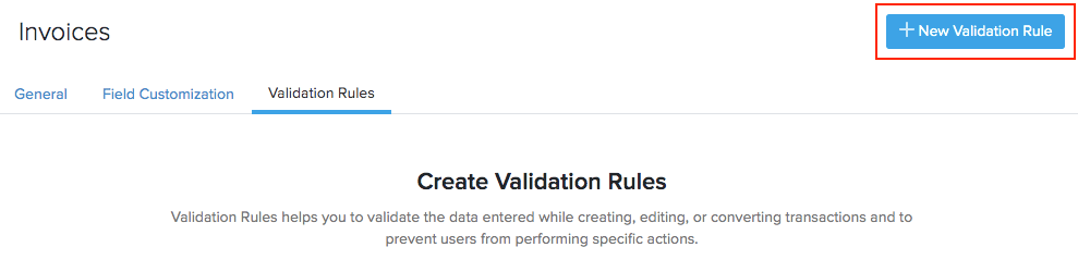 New Validation Rule button