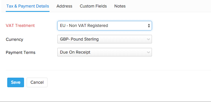 VAT treatment for EU - non VAT registered contacts