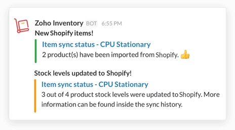 Items Sync notification in Slack