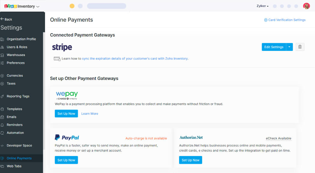 Payment Integrations | Ecommerce Inventory Software - Zoho Inventory