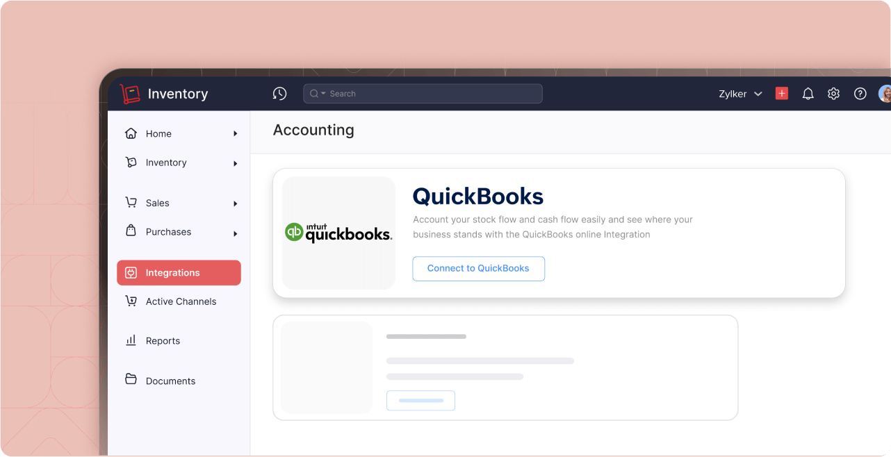 Dashboard - QuickBooks Online | Zoho Inventory