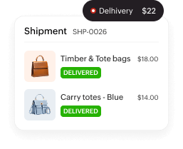 Zoho Inventory shipment details with delivered item list.