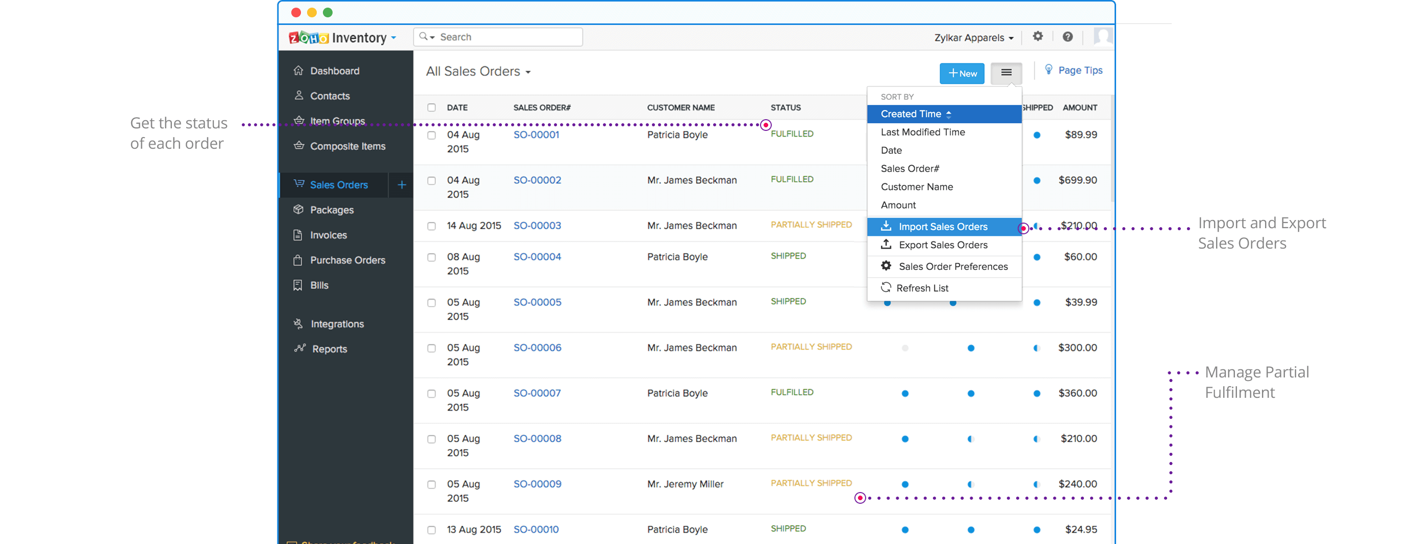 order management - zoho inventory