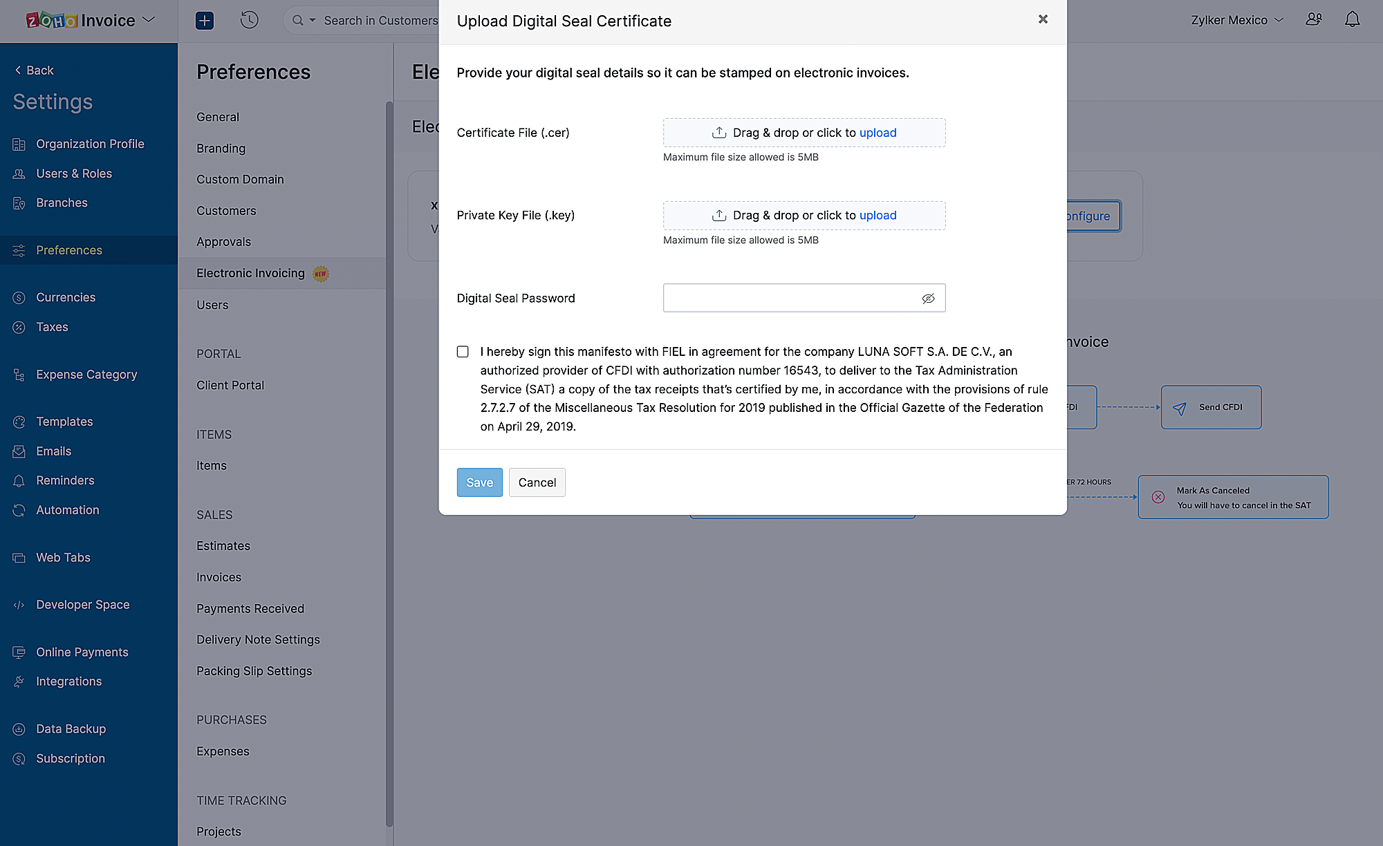 How e-Invoicing works in Zoho Invoice