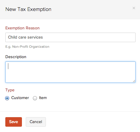 Create a new tax exemption