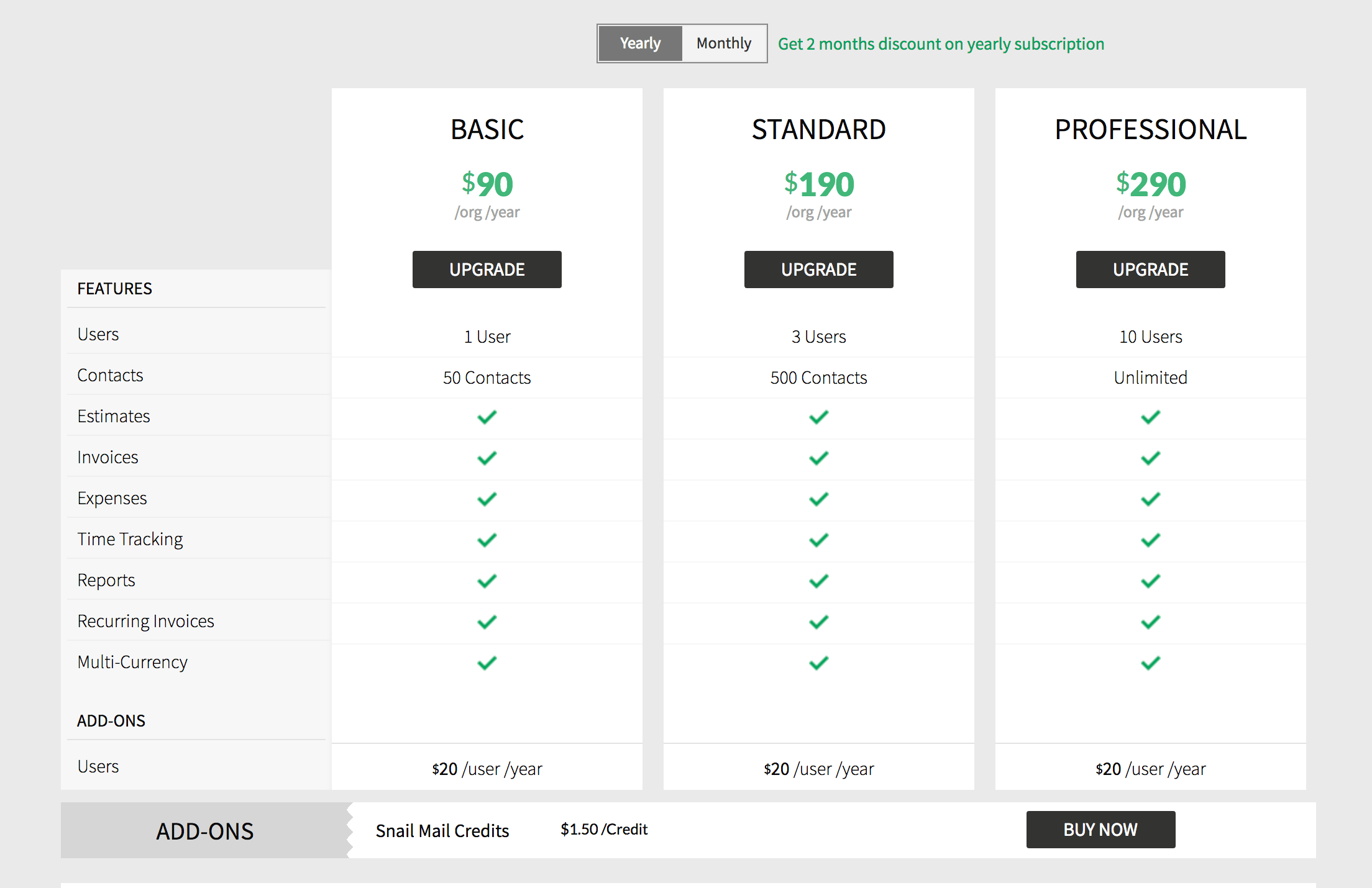 Choose your yearly plan