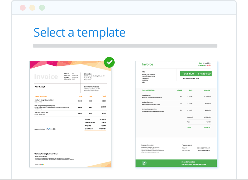 Brand Invoices with Templates - Zoho Invoice