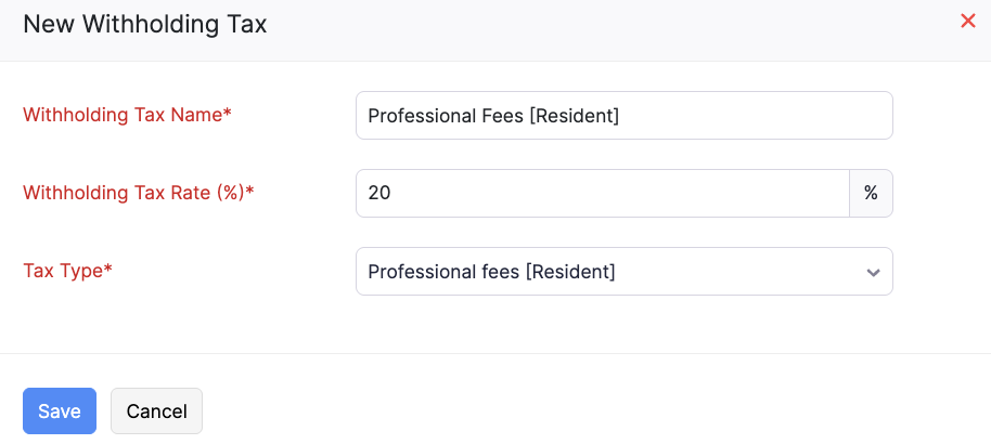 Create a Withholding Tax Rate