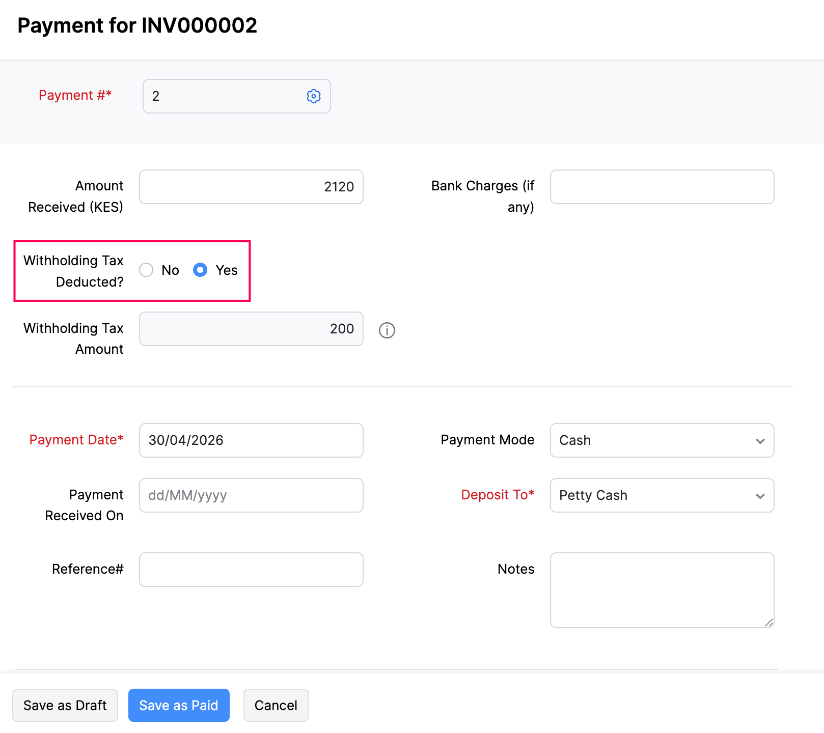Record Payment for an Invoice