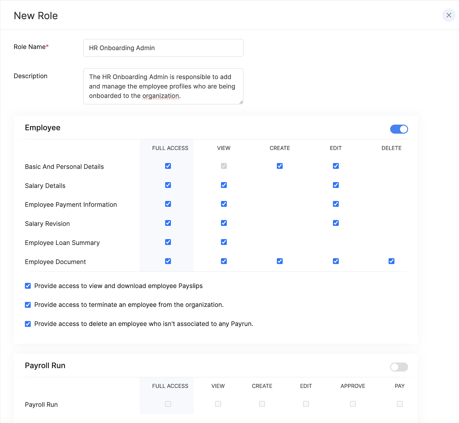 Add a New Role in Zoho Payroll