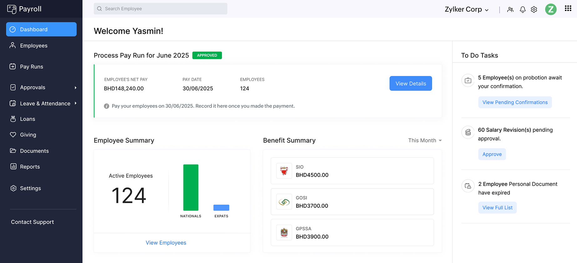 Zoho Payroll - Overview