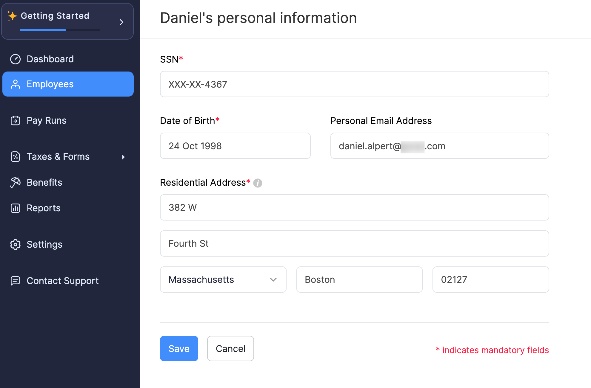 Edit the Personal Details of an Employee