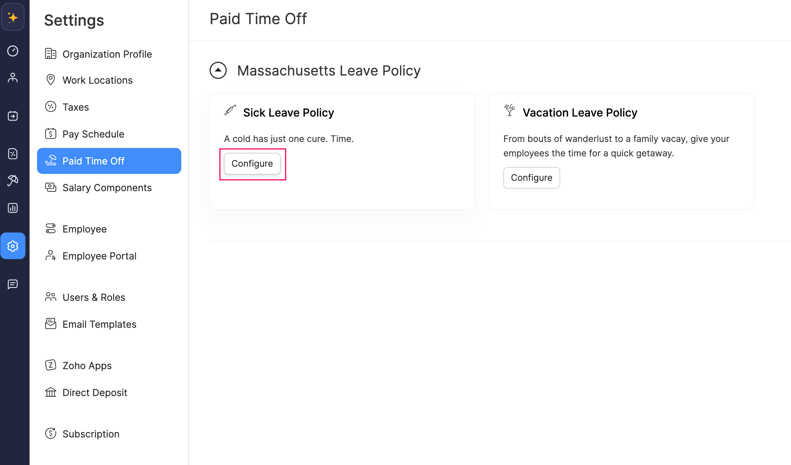 Sick Leave Policy in Zoho Payroll