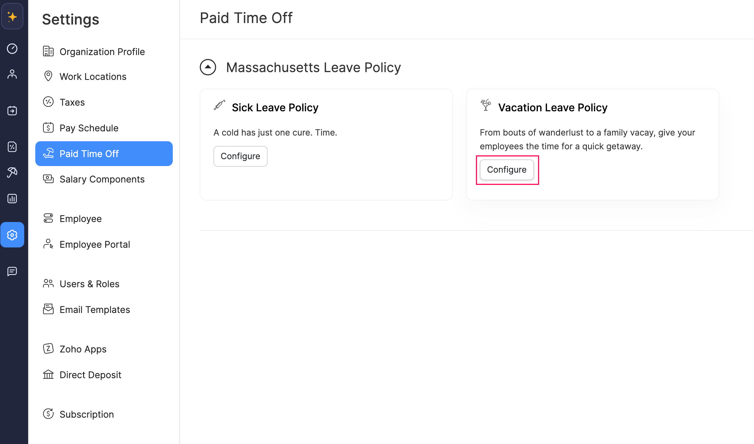 Vacation Leave Policy in Zoho Payroll