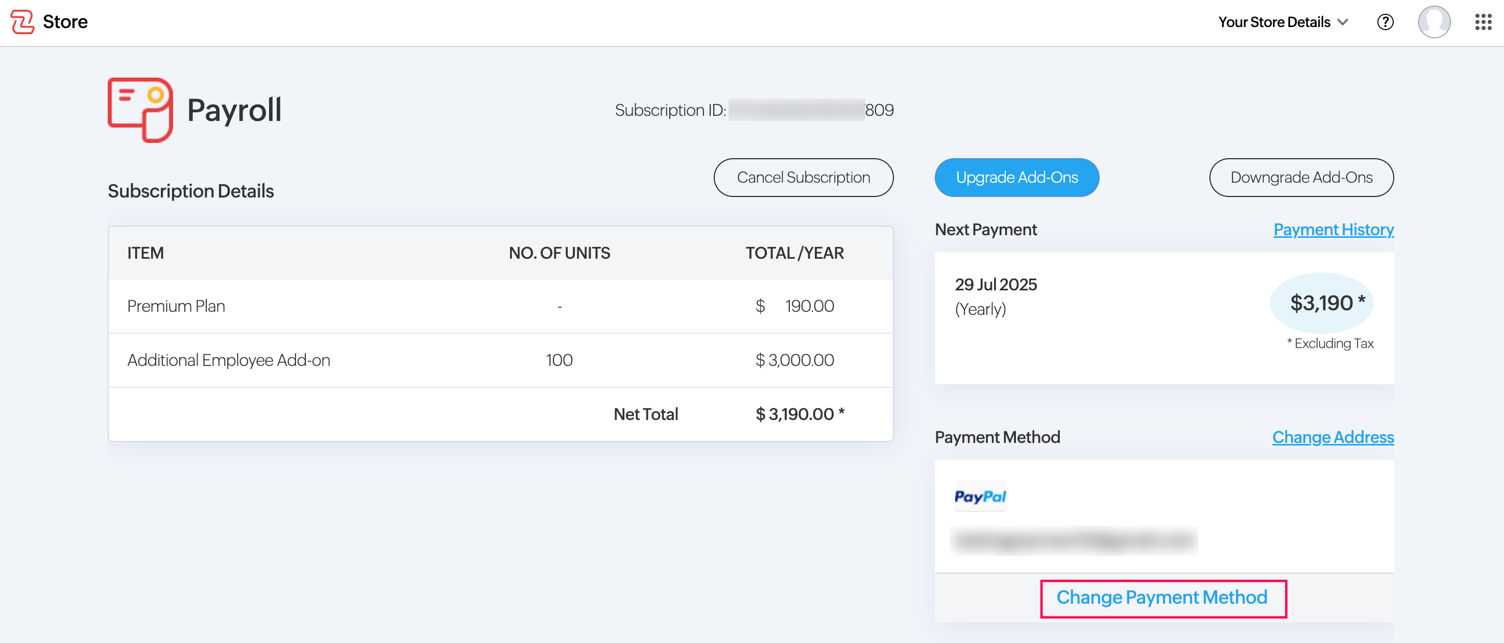 Change Your Payment Method in Zoho Payroll