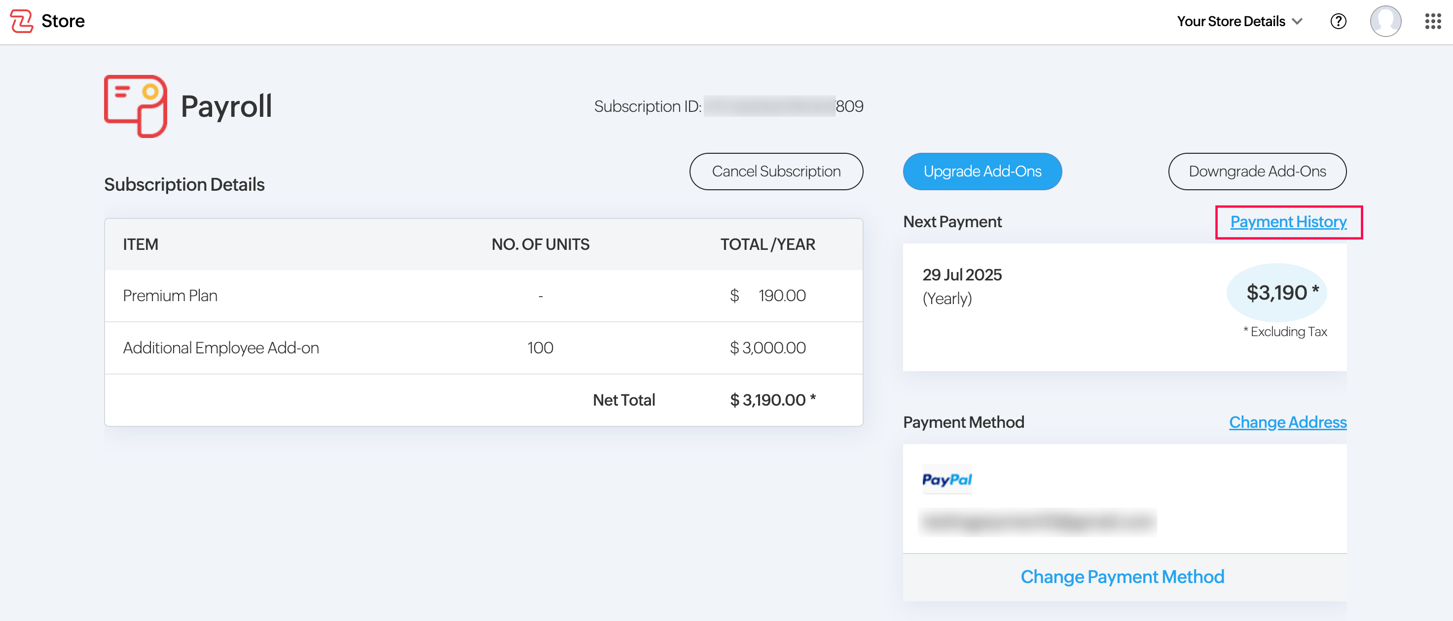 Payment History in Zoho Payroll