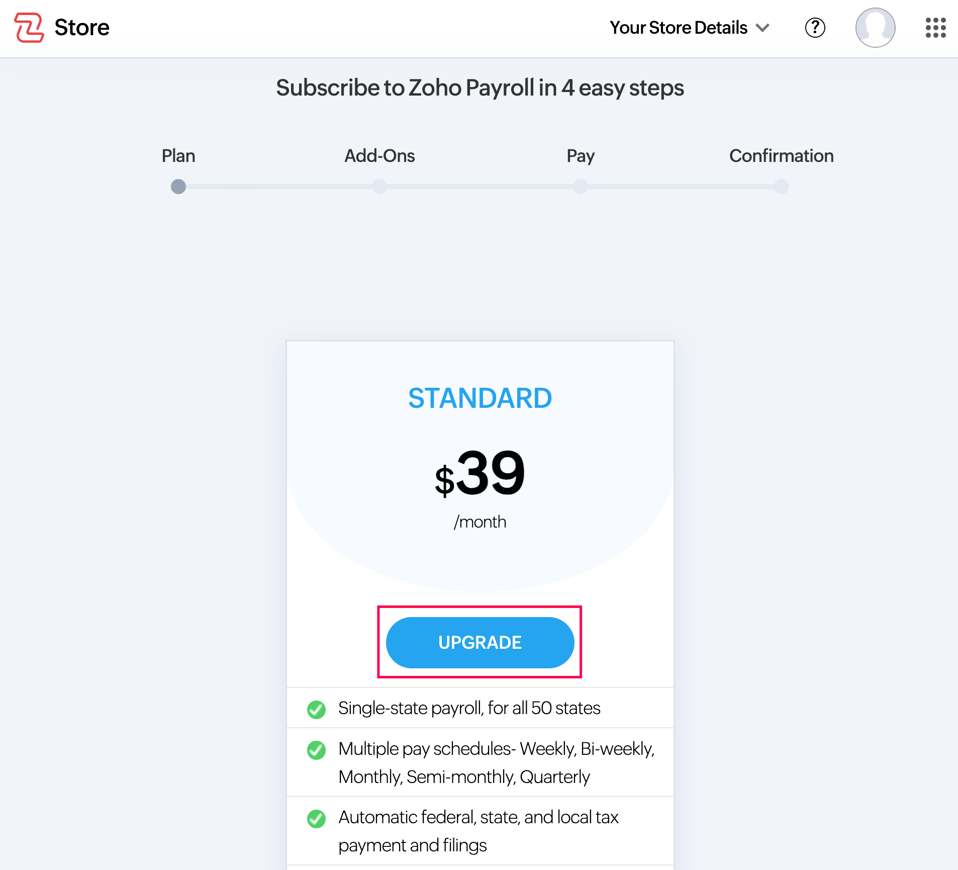 Upgrade Your Account in Zoho Payroll