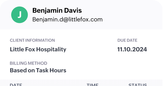 Hojas de horas trabajadas y facturación