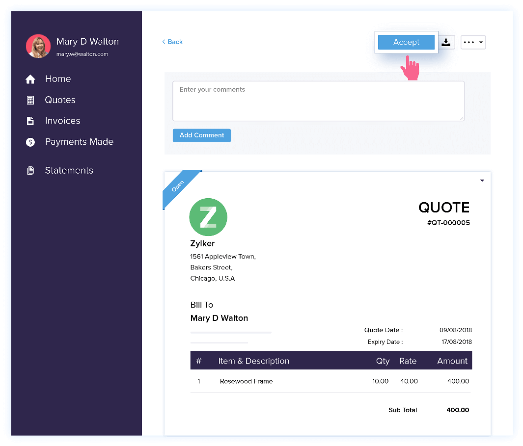 Approve Quotes - Quote & Invoice Software | Zoho Books
