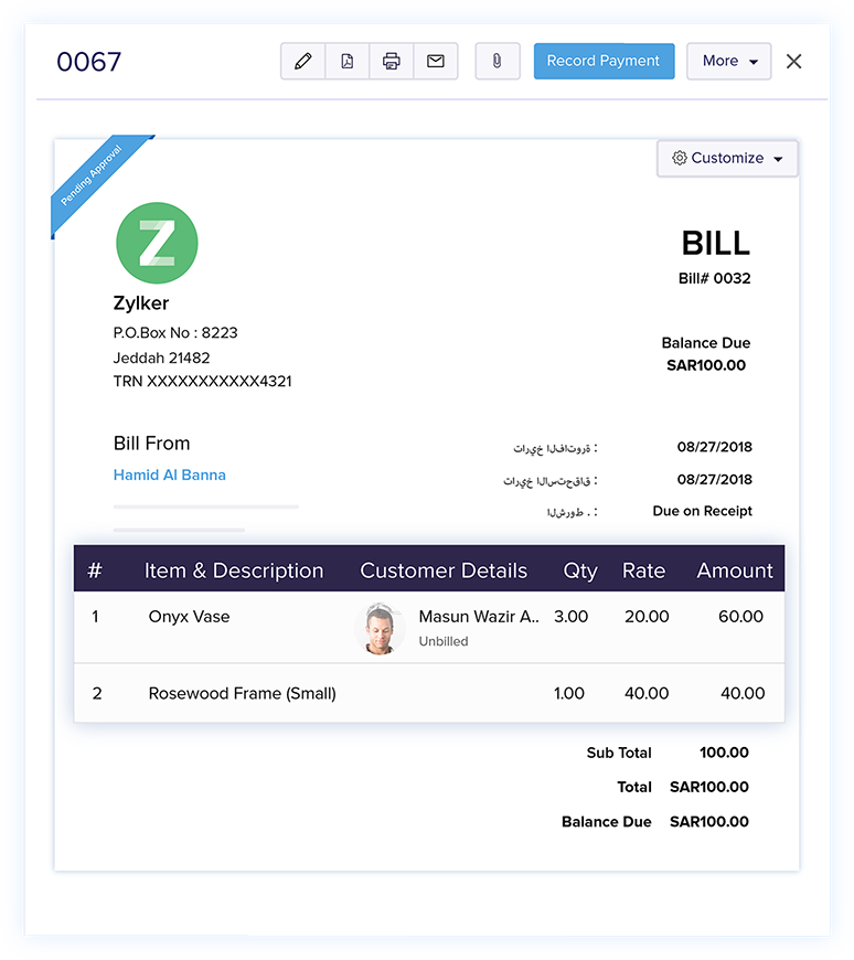 Associate Customers with Bills - Online Billing Management Software | Zoho Books