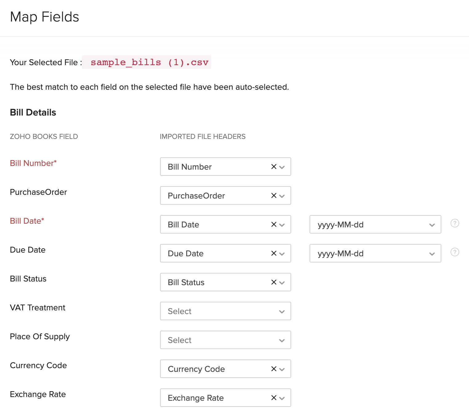 Map Fields