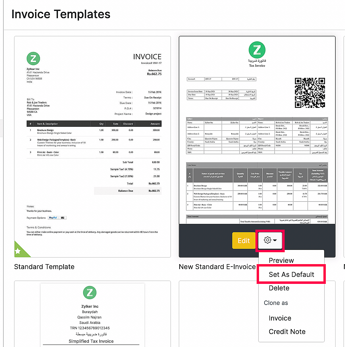 Set Template