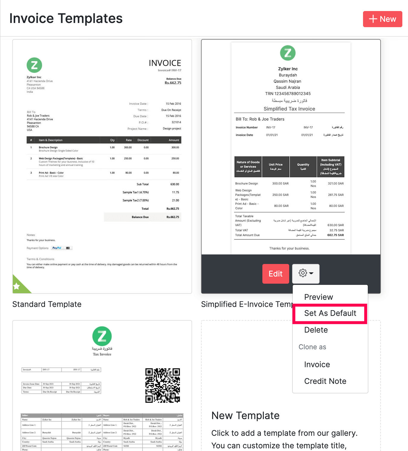 Set Template