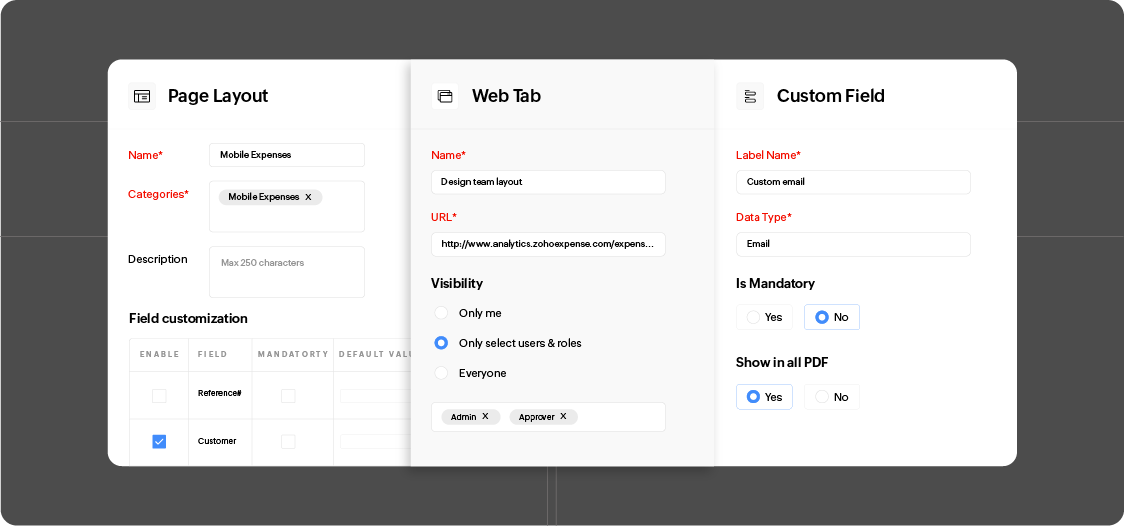 Customization Options in Zoho Spend