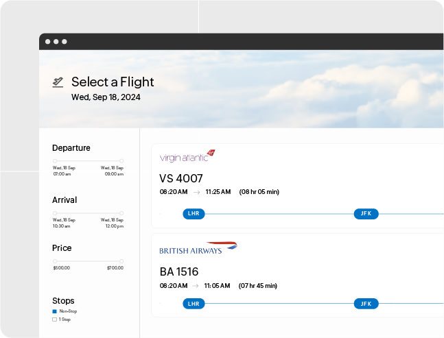 Travel booking UI in Zoho Spend