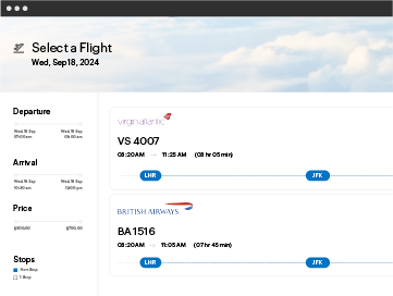 Travel booking UI in Zoho Spend