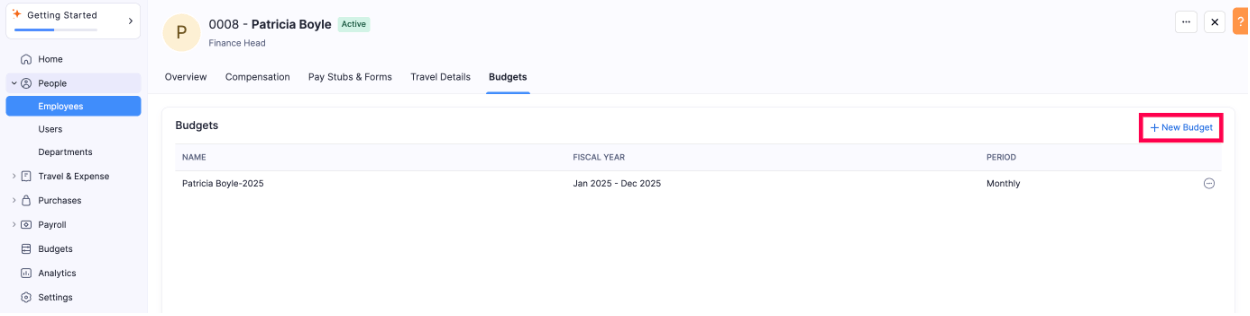 Add New Employee Budget