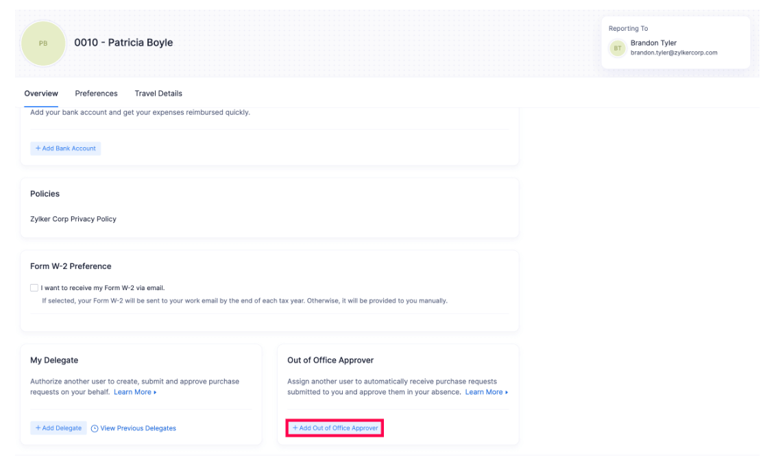 Add Out Of Office Approver