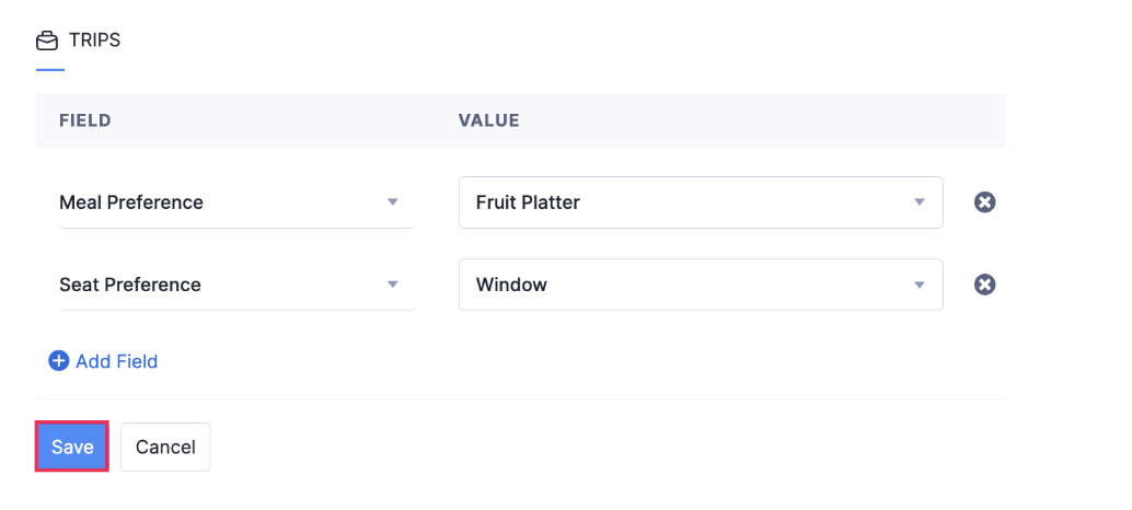 Set Default Values for Trips