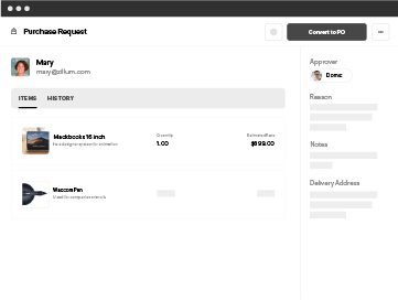 Purchase request UI Purchase request UI in Zoho Spend