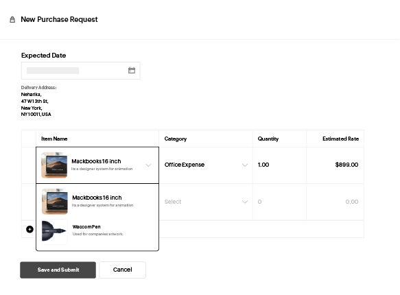 New purchase request New purchase request in Zoho Spend
