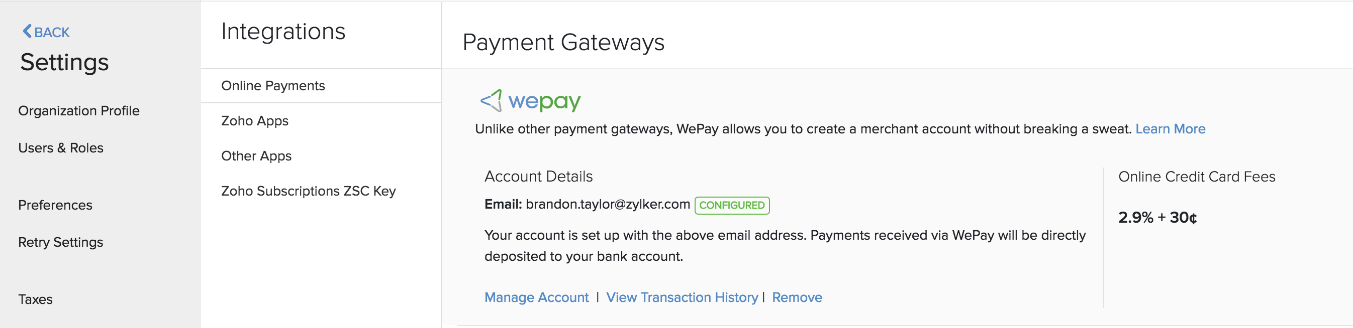 Link bank account WePay