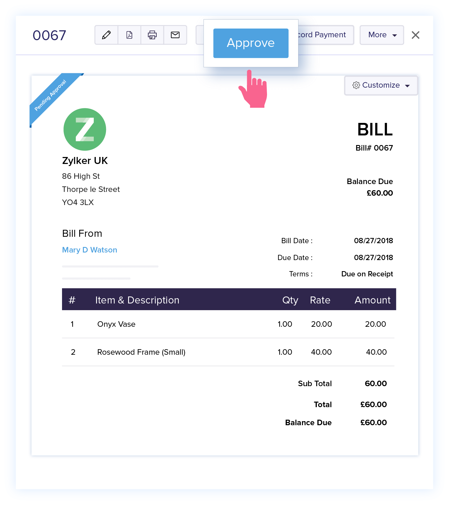 Purchase Approval - Bills Verification - Online Billing Management Software | Zoho Books