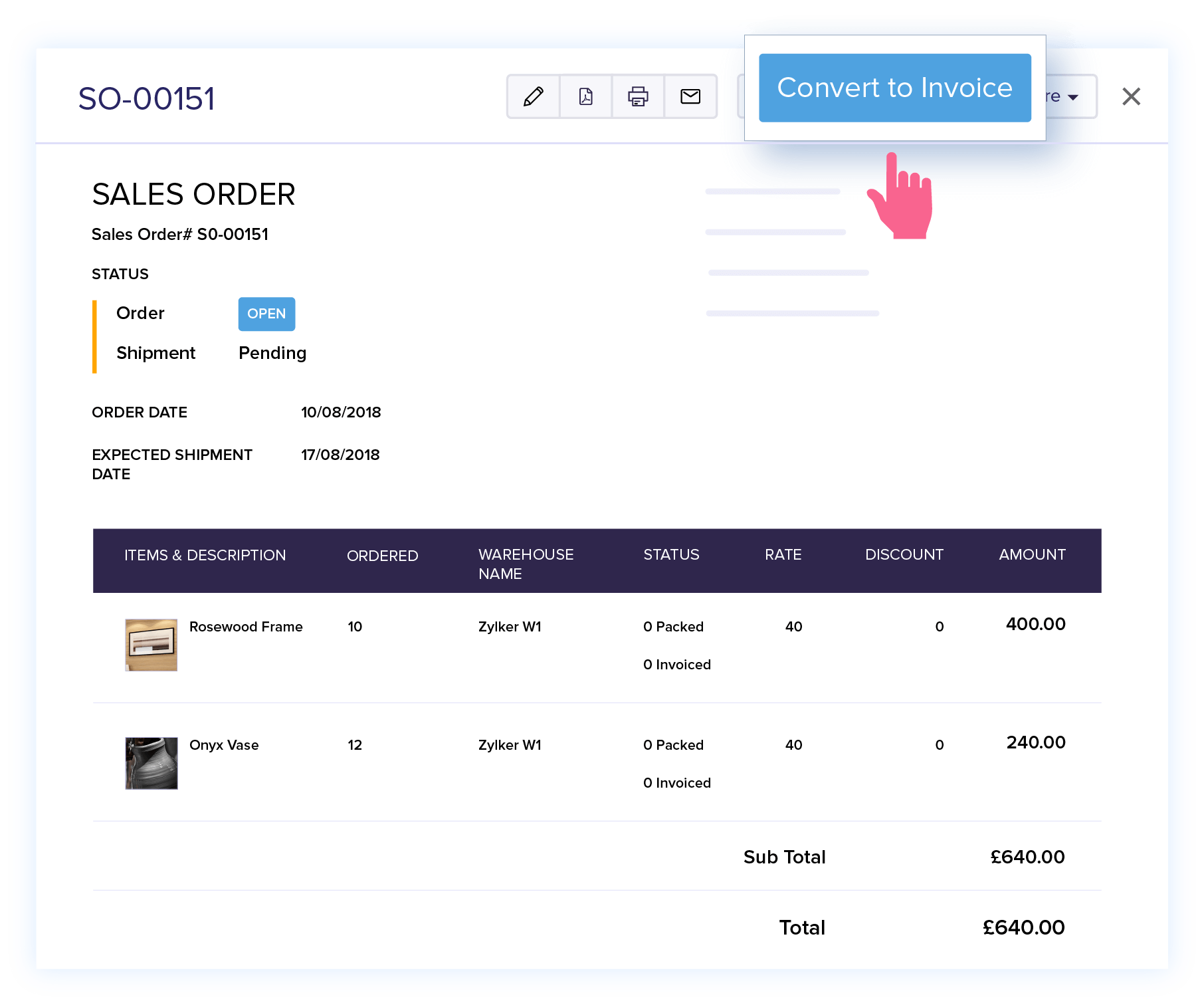 Convert Quote to Sales Order - Sales Order Processing System | Zoho Books