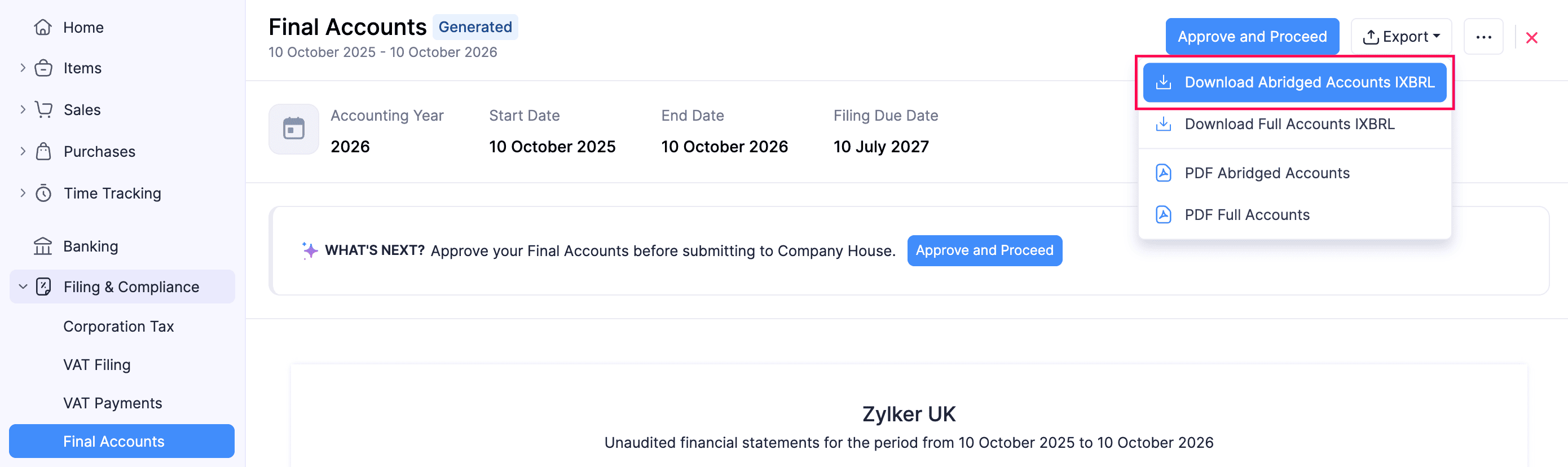 Download Abridged Accounts iXBRL