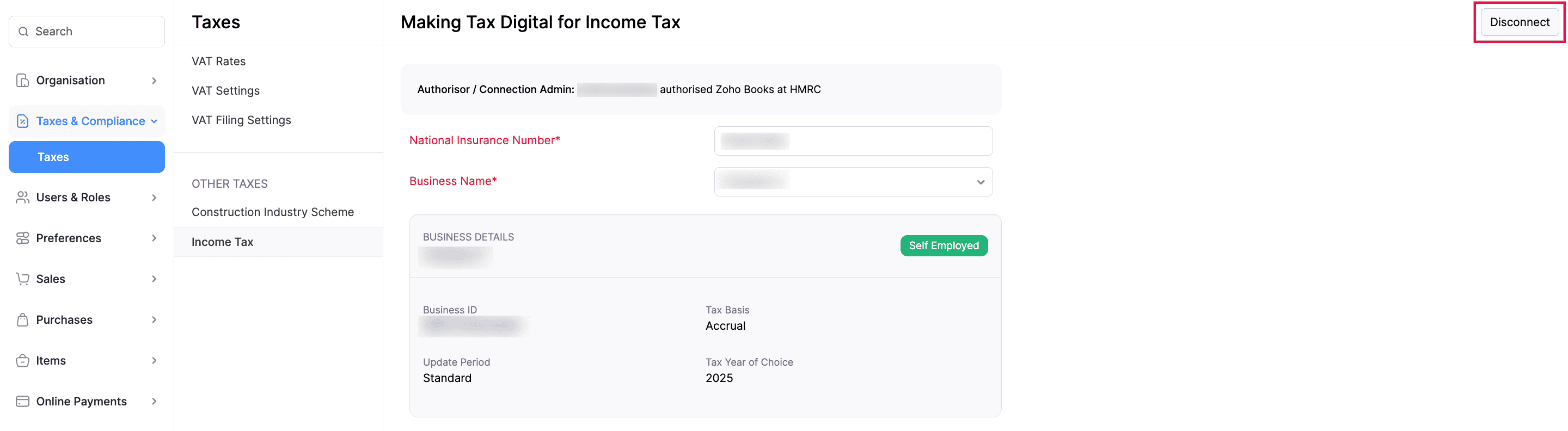 Disconnect Income Tax