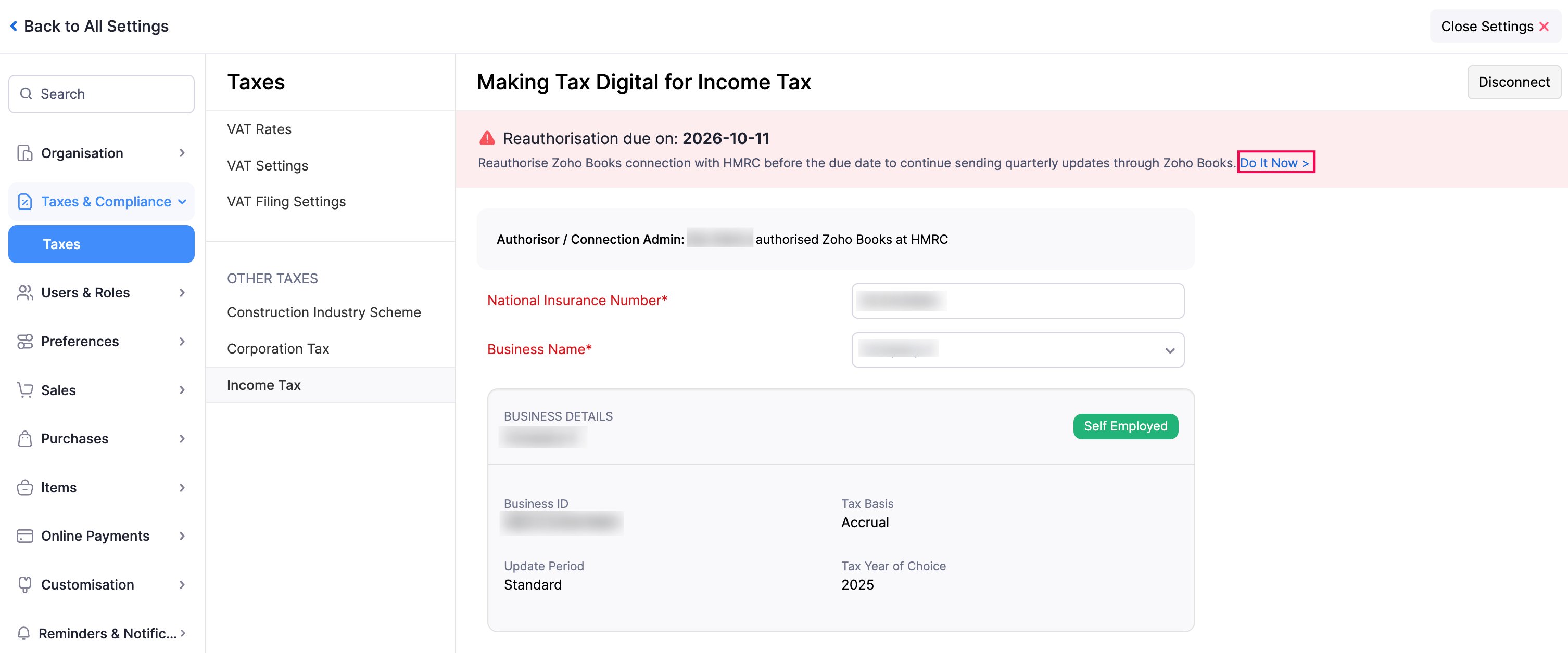 Reauthorise Connection