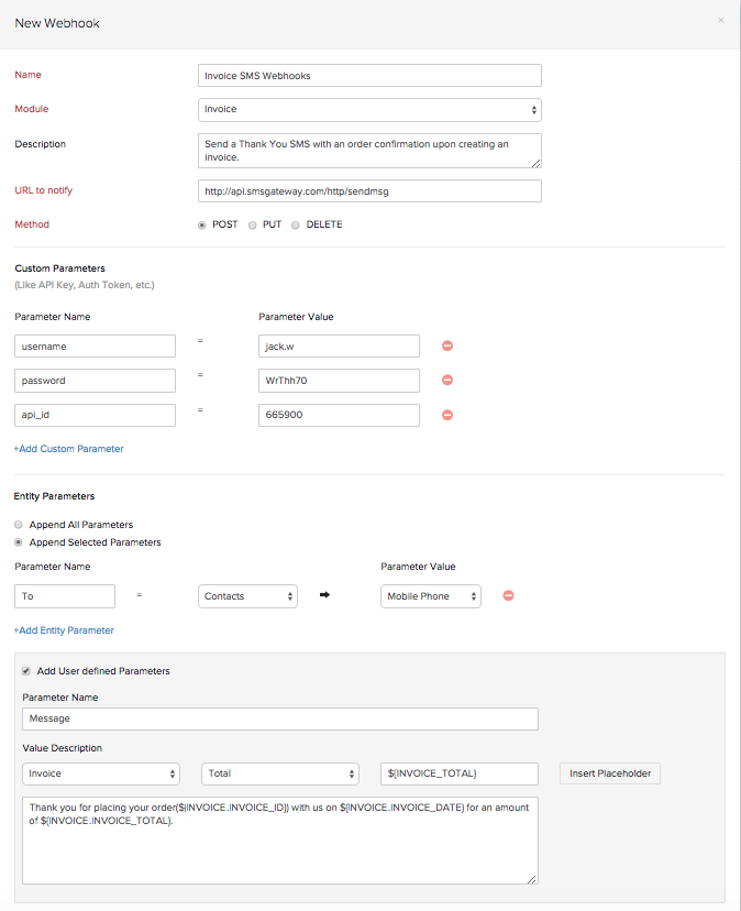 Configure SMS Webhook