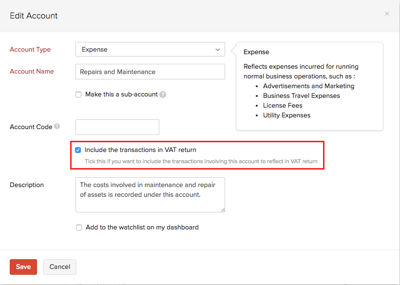 Include transactions in VAT return