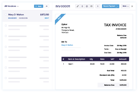 Send Professional Invoices - Startup Accounting Software | Zoho Books