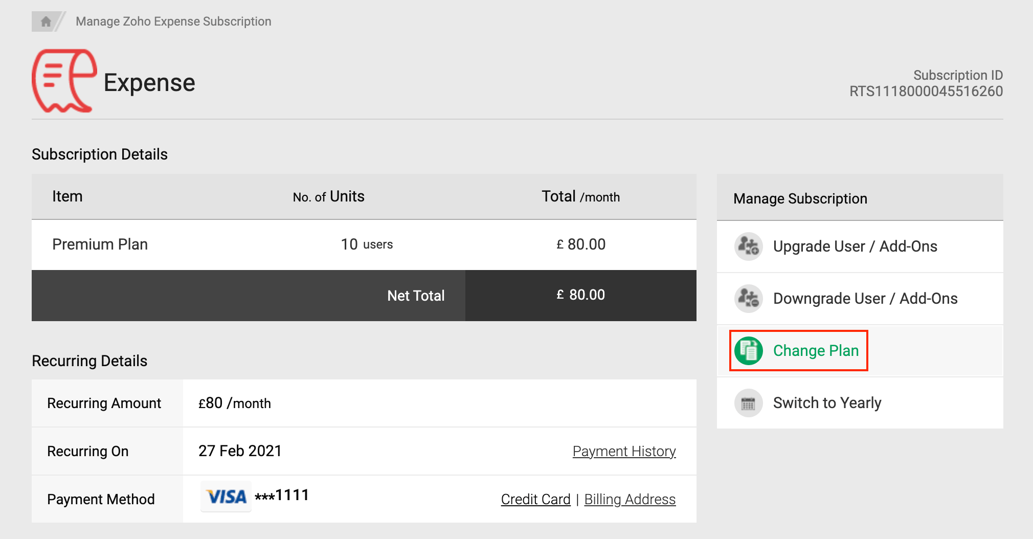 Downgrade Your Subscription