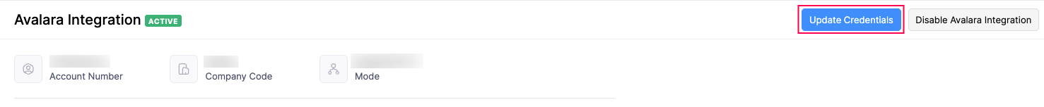 Update Avalara Credentials