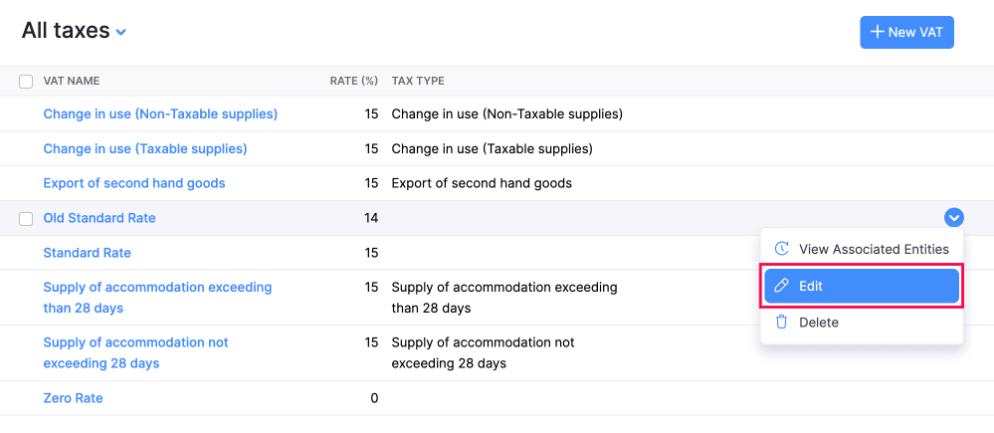 Edit VAT